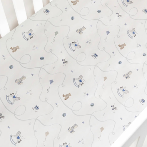 Little Toy Chest Crib Sheet - Ivory