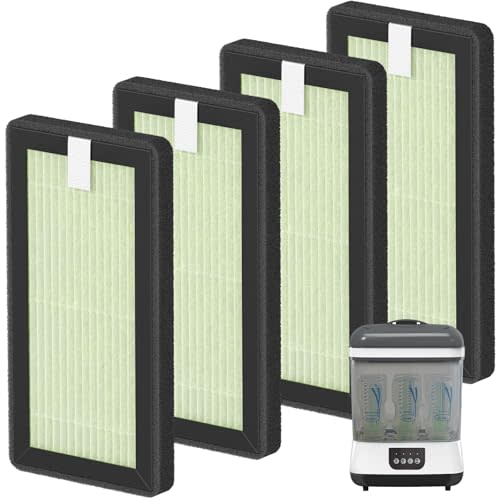 4 Pack HEPA Replacement Filter Compatible with Dr. Brown's All-in-One Sterilizer and Dryer for Baby Bottles and Pacifiers, Powerful Filtration Dryer Advanced Filter, 24-Month Value and Easy to Clean