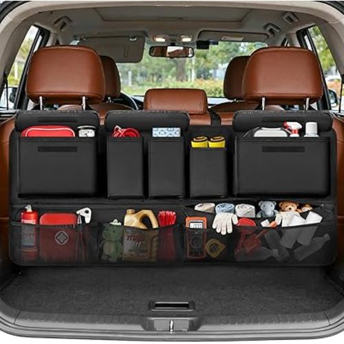Trunk Organizer for SUV, 43" x 19" Large Capacity Car Organizers and Storage, Backseat Hanging Storage Bag with 10 Pockets, Adjustable & Waterproof Car Interior Accessories for SUV Truck MPV