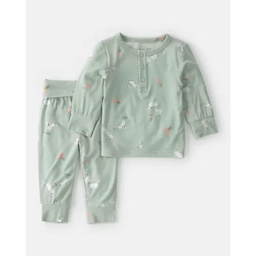 Baby 2-Piece Easter Bunny PurelySoft Long-Sleeve Top & Pant Set - Green | Carter's