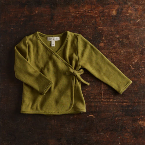 Caspius Baby Wrap Top - Cotton Pointelle - Olive
