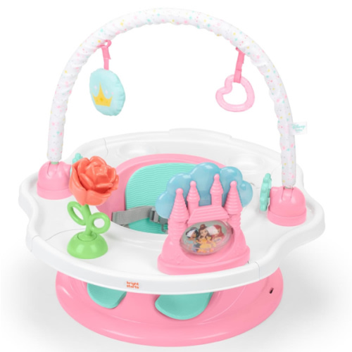 Bright Starts Disney Princess SuperSeat, Fun Baby Seat for Sitting Up, Playtime, and Meals, Ages 4 Months to 4 Years, Pink