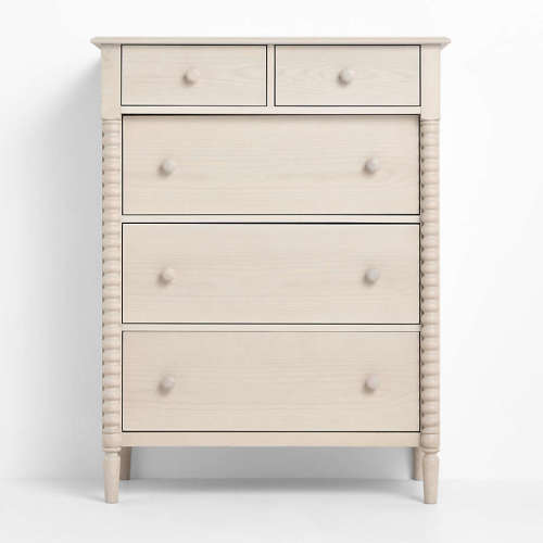 Jenny Lind 37" Washed Natural Tall 5-Drawer Kids Dresser