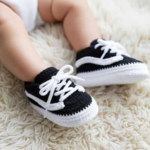 Crochet Baby Sneaker Booties – Hand Knitted Infant Shoes, Shower Gift