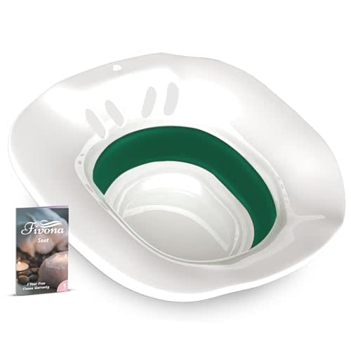 Fivona Sitz Bath for Toilet Seat Postpartum and Hemorrhoids Care - Yoni Steam Seat - Foldable Basin for Epsom Salt Soak - Portable Bidet BPA Free Temperature Resistant - Universal Fit - Dark Green