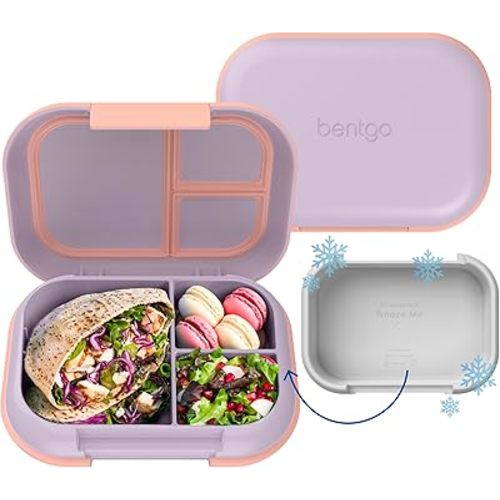 Bentgo Chill Max Leak-Proof XL Lunch Box - Included Ice Pack Keeps Food Cold; 5-Cup Capacity for Adults & Ages 8+, 3 or 4 Compartment Bento Box, BPA-Free, Dishwasher Safe (Lavender & Peach Blossom)