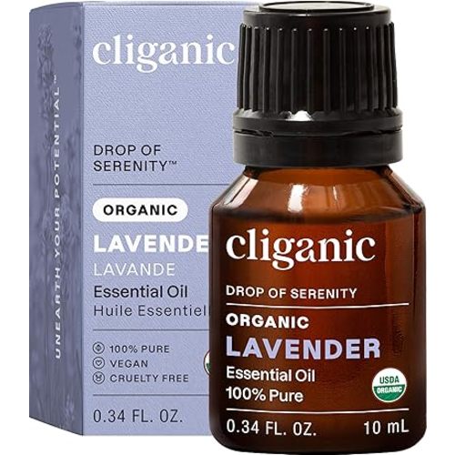 Cliganic Organic Lavender Essential Oil - 100% Pure Natural Undiluted, for Aromatherapy Diffuser | Non-GMO Verified
