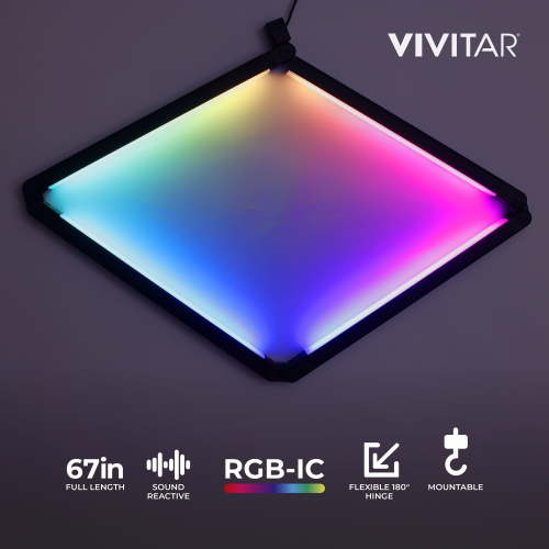 Vivitar Bendable RGB Corner Light Bar - 56 Inch LED Floor Lamp, Music Reactive, Remote Control for Gaming Room, Bedroom, Teen Room Decor & Night Light Ambience