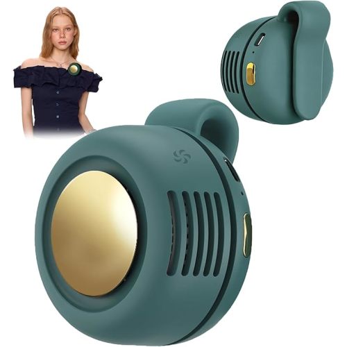 Portable Clip-On Fan, Mini USB Rechargeable 360° Rotatable Fan, 3-Speed Silent Mini Bladeless Fans (Green)