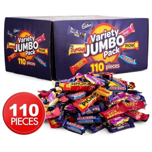 Cadbury Jumbo Pack Variety 110 Pieces Assorted Fun Size 1.56kg Chocolate Box