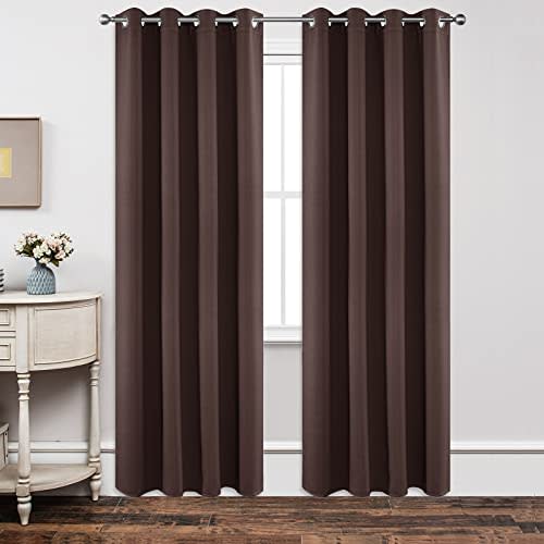 Joydeco Blackout Curtains 84 Inch Length 2 Panels Set, Thermal Insulated Long Curtains& Drapes 2 Burg, Room Darkening Grommet Drapes for Living Room Bedroom Window (W52 x L84 Inch, Chocolate)
