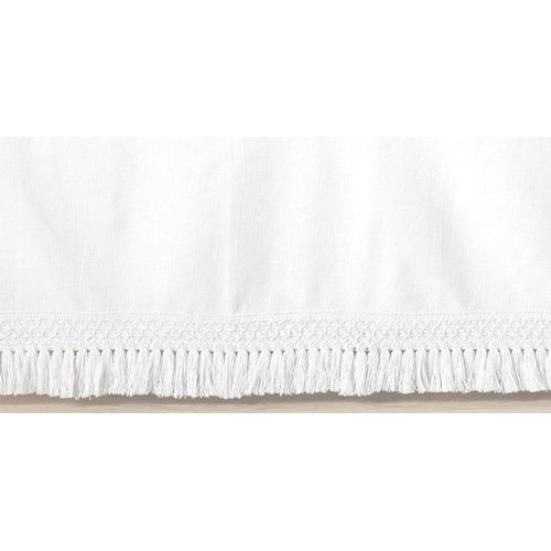 White Flat Style Crib Skirt with Fringe