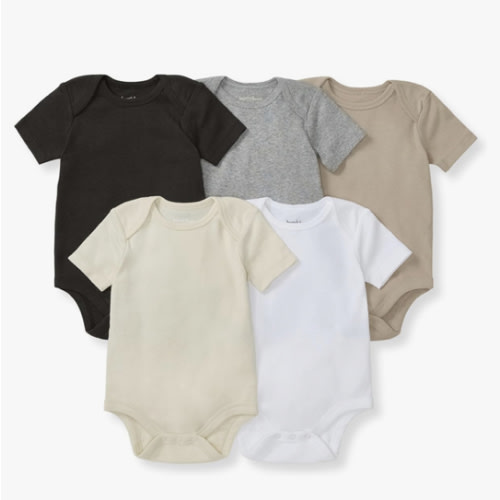 Burt's Bees Baby Bodysuits, Short Sleeve and Long Sleeve One-Pieces, 100% Organic Cotton, Pack of 5