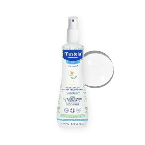 Mustela Baby Hair Styler & Skin Freshener - with Natural Avocado & Chamomile Water - Vegan & Hypoallergenic - 6.76 fl. oz.