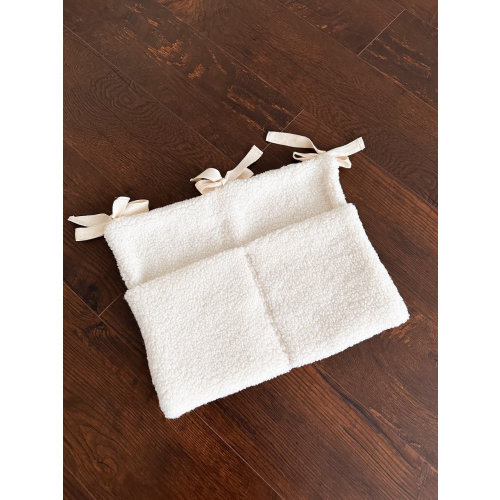 Cream Baby Crib Organizer: Plush Hanging Storage Bag, Newborn Gift