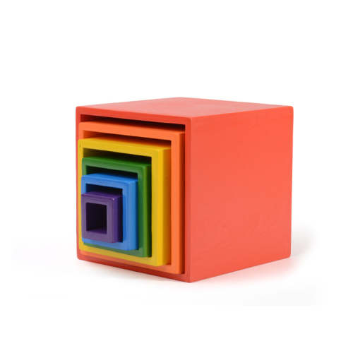 6-Piece Primary Color Rainbow Wooden Nesting Box Set