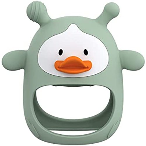 Baby Teething Toys,Silicone Baby Teether Toy for Infants 3+ Months, Never Drop Silicone Baby Mitten Teether for Soothing Teething Pain Relief, Baby Chew Toys for Sucking Needs, BPA Free (Green)