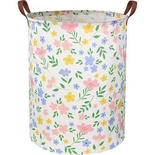 HIYAGON Girls Laundry hamper Baby Girl Hamper Kids Toy Storage Organizer Bins Gift Basket for Bedroom Decor(Flowers)