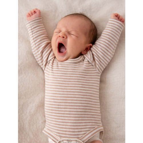 Tan Stripe / Ribbed Long Sleeve Bodysuit