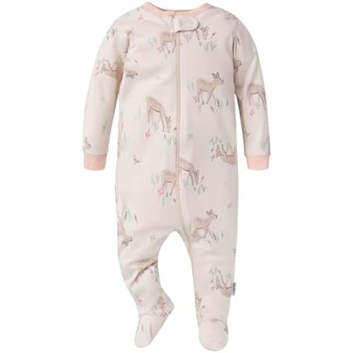 Gerber Baby Girls' 4-Pack Sleep 'N Play Footie, Deer, 0-3 Months