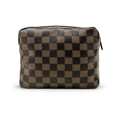 The Knoll - Unisex Checkered Toiletry Bag - Brown by YOUZEY Grey 7x 3.25 x 6