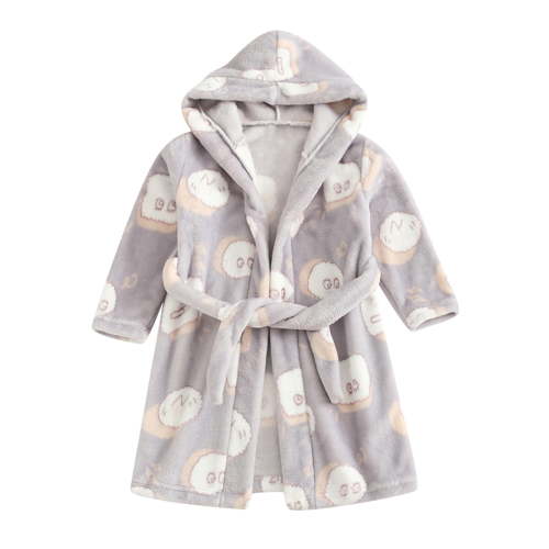 TAIAOJING Boys Girls Robe Toddler Baby Cartoon Bathrobes Flannel Night-Robe Sleepwear Coat 5-6 Years