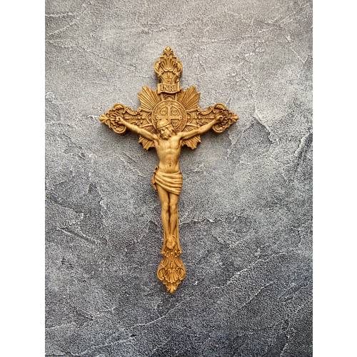 Catholic Cross Wooden Crucifix Carved Religious Home Decor Wall Art Jesus Christ Baptism Gift Housewarming Gift Home Blessing