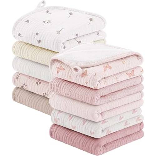 Amazon.com: Bearmoss 10 Pack Muslin Burp Cloths, 20"×10" Absorbent Baby Burping Cloths | Soft Spit Up Rags for Unisex Boys and Girls, Newborn Essentials Large Extra Washcloths