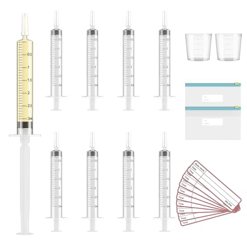 20 Sets 3ml Colostrum Collector with Caps, Colostrum Collection Kit Includes 20pcs Sterile Syringes, 2 Measuring Cup, 2 Storage Bags, 20 Labels, No Needle Breast Milk Syringe