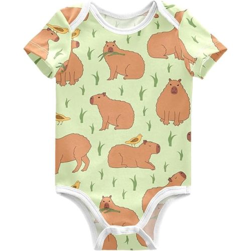 Ollabaky Unisex Baby Bodysuits Short Sleeve Cotton Baby Clothes for Girls 0-24 Months