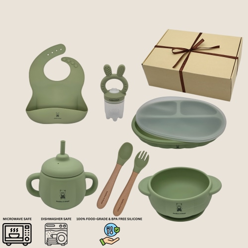 7-Piece Silicone Baby Feeding Set – 100% Food-Grade, BPA-Free & Dishwa – Smiles & Hugs