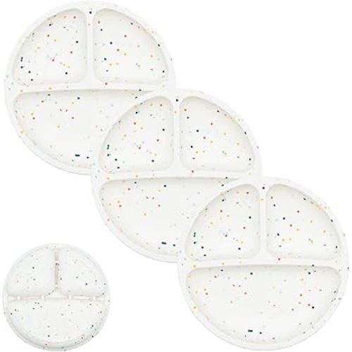 WeeSprout Silicone Divided Plates (No Lids), 100% Food Grade Silicone Divided Plates for Toddlers & Kids, Dishwasher & Microwave Safe