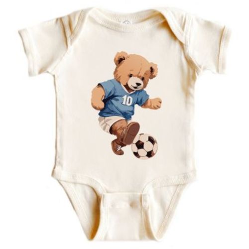 The Juniper Shop Watercolor Soccer Bear Baby Short Sleeve Bodysuit