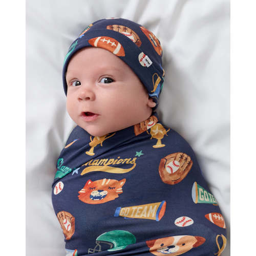 Team Spirit Swaddle & Beanie Set | Little Sleepies