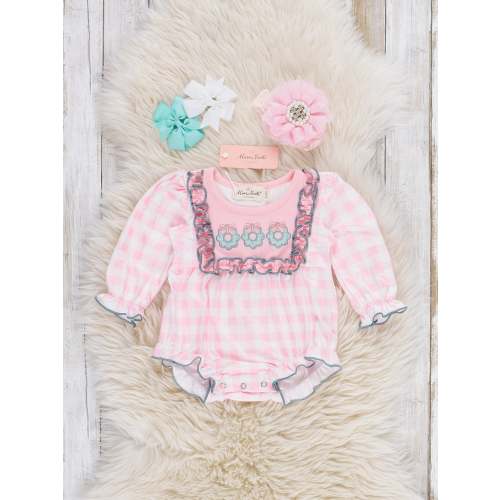 Wreathed in Love Embroidered Ruffle Bubble Romper