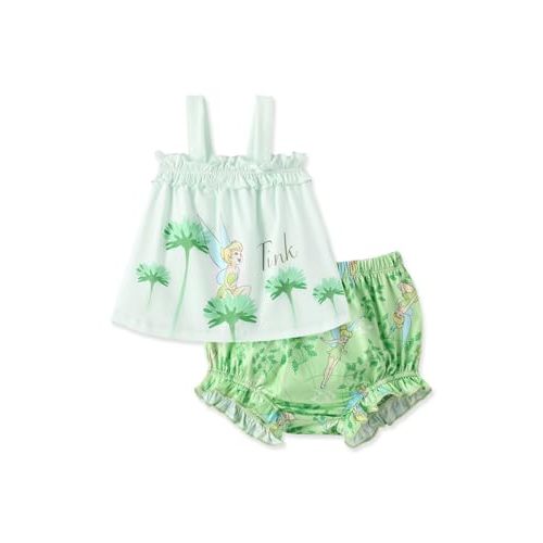 Disney Princess Baby Girl Clothes: Floral Sleeveless Ruffle Tunic Top & Bloomer Diaper Cover Set Newborn Summer Outfits