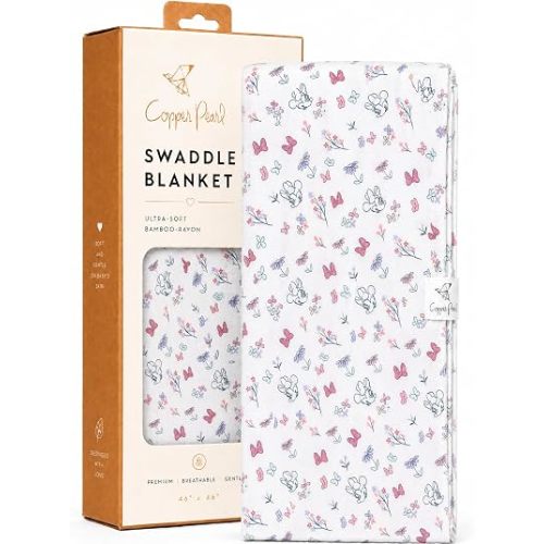 Copper Pearl Swaddle Blankets for Newborns | Soft Stretchy Receiving Blankets for Boys and Girls | Large 46 x 46 Inch Baby Blankets | Lightweight and Breathable Swaddles | Minnie Mouse's Bowquet