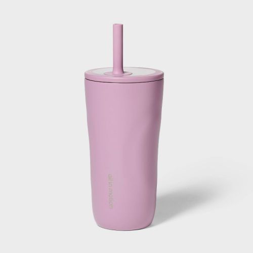20 fl oz Stainless Steel Tumbler with Straw Pink - All In Motion™