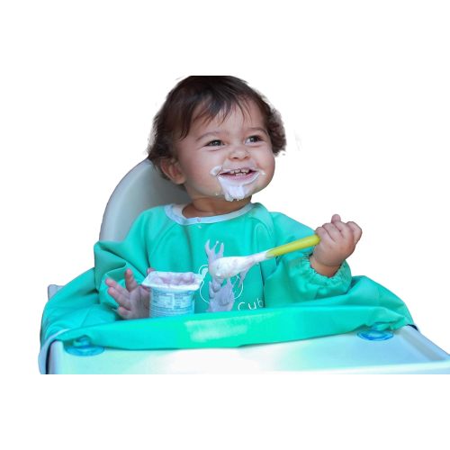 12 Months+ Baby Led Weaning BLW Long Sleeve Apron Bib with Suction Cups for Infant and Toddlers - Waterproof & Washable | Must Have Baby-Led Weaning Supplies.