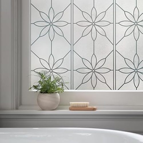 Daisy Window Privacy Film by Artscape - Textured Leaded Glass Design, Static Cling, Allows Natural Light in, UV Protection, Easy to Apply and Removable, Made in USA - 36 x 72 Inch