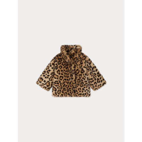 Softness coat in leopard print faux fur