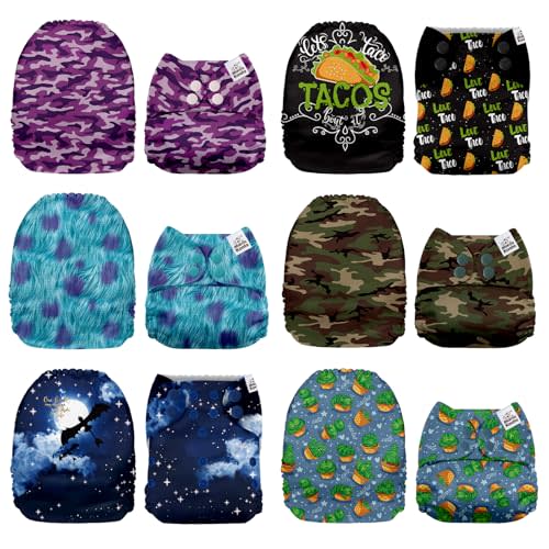 Mama Koala 1.0 Cloth Diapers for Babies, 6 Pack Pocket Shell Only (NO Inserts) - One Size Washable and Reusable Pocket Diapers for Newborns and Toddlers - 160084