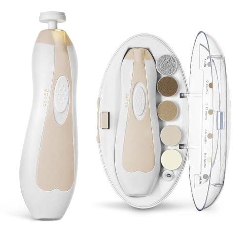 haakaa Electric Baby Nail Trimmer, Whisper-Quiet with LED Light, Acorn