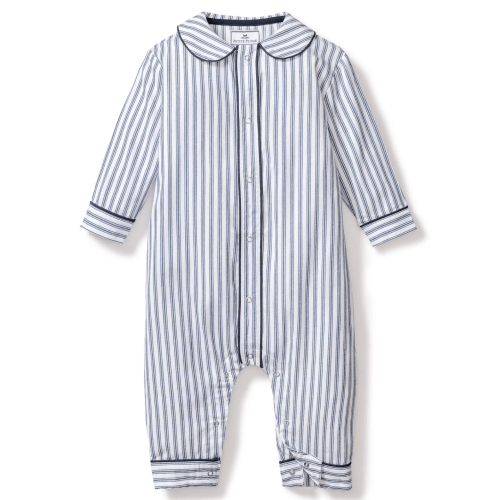 Baby's Twill Cambridge Romper in Navy French Ticking