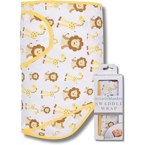 Miracle Blanket Swaddle Wrap – Help Your Newborn Sleep Longer – Soft & Secure Sleep Sack for Infants – Easy-to-Use Swaddling Blanket for a Calm Baby (Giraffes & Lions)