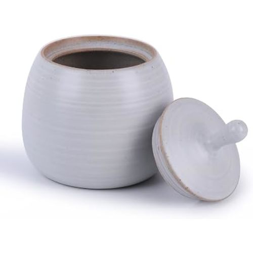 Kitchen Canisters Retro Ceramic Jar with Airtight Lid White