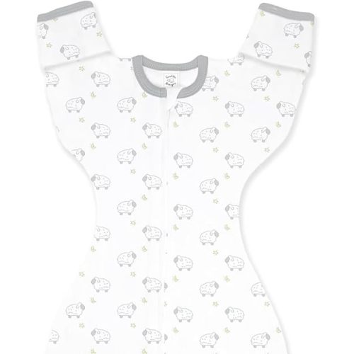 SwaddleDesigns Transitional Swaddle Sack, Cotton, Tiny Lambs, 0-3mo