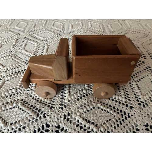 Handmade Wooden Dump Truck with Hinged Dumper and Doweled Back Door, Beautifully made and finished, Maker Initials MDC, 7.5 X 3.5 X3.75 In.
