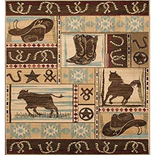 Mayberry Rug Rodeo Cowboy Roper Western 5'x7' Area Rug 5'3"x7'3"