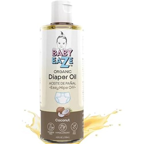 Organic Baby Diaper Oil - Gentle, Mess-Free Alternative to Rash Creams & Sprays, Hands-Free Use, Natural Coconut